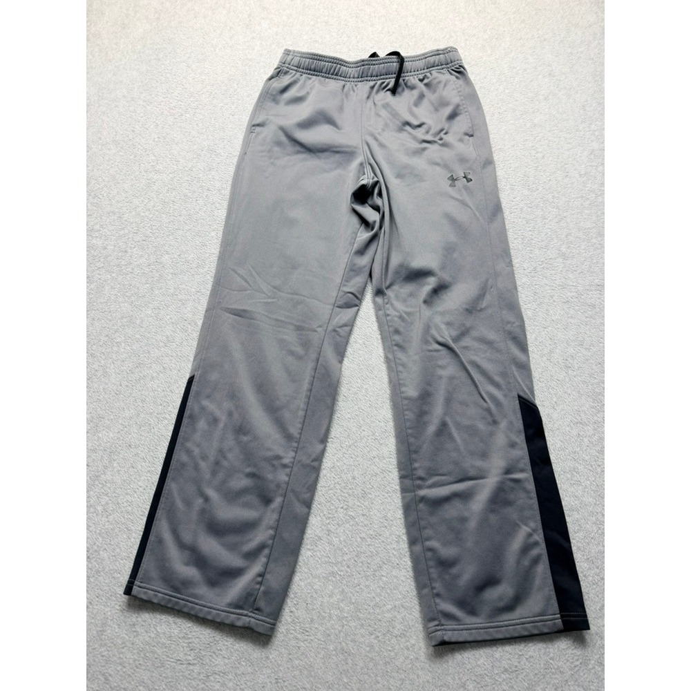 Under Armour Boys Gray Loose Fit Athletic Jogger Pants YXL Side Stripe